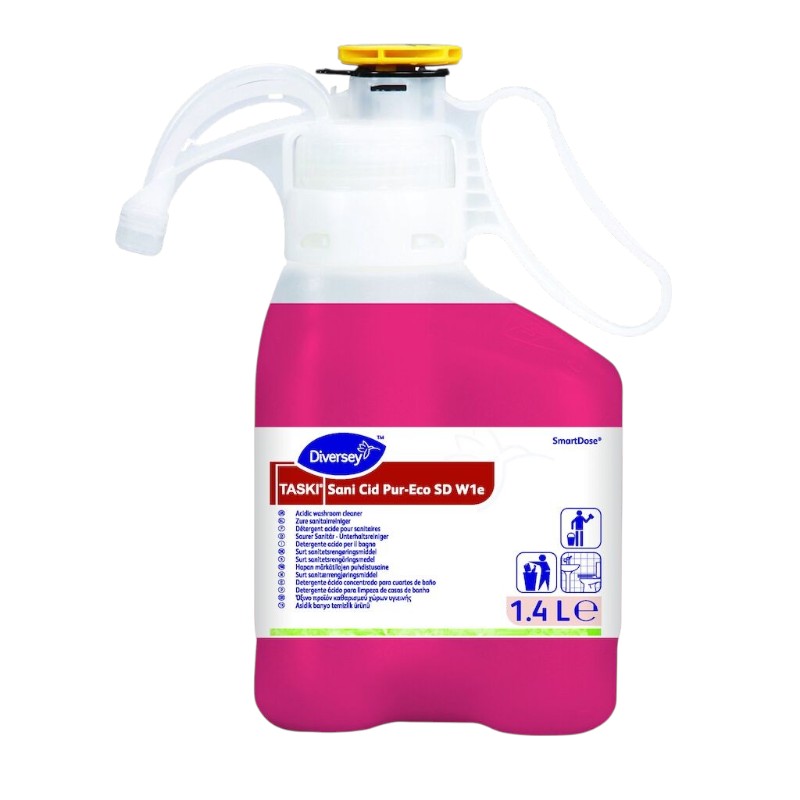 TASKI® Sani Cid Pur-Eco SD W1e - Zure ontkalker voor sanitaire voorzieningen - 1,4 liter (SmartDose®-verpakking)